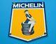 Vieilles Pneus Michelin Bibendum Porcelaine Gaz Auto Mécanique Service Station Signe