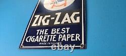 Vieux Zig-zag Cigarette Papier Porcelaine Station De Service De L'essence Signe Du Magasin Général