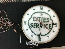 Villes Services Station Horloge, Lighted Pam Horloge, Publicité Vintage Signe