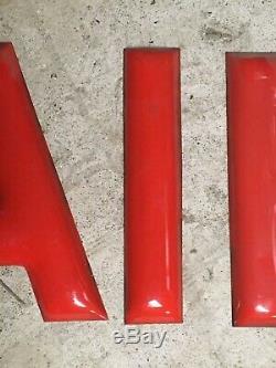 Vintage 12 Red Steel Porcelaine Signe Des Lettres Air Old Station Gas Service Boutique