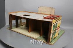 Vintage 1940's Keystone Toy Masonite Parking Garage / Service Station Essence Playset