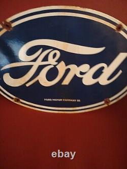 Vintage 1958 Ford Porcelaine Sign Auto Parts Dealer Gas Station Oil Service Dept