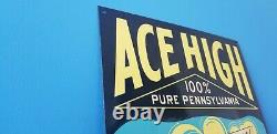 Vintage Ace Haute Essence Station De Service D'essence De Porcelaine Service Minnesota Signe