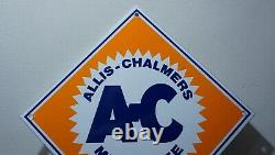 Vintage Allis Chalmers Porcelaine Signe Station De Service De Gaz Pétrole Ad Rare Tracteur Ad