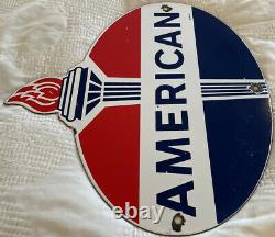 Vintage American Essence Porcelaine Sign Service Station Standard Torche À Huile Gaz