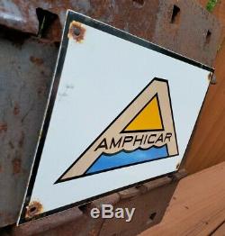 Vintage Amphicar Porcelaine Service Station Auto Gas Concessionnaire Sign Rare Pompe Annonce
