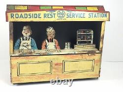 Vintage Années 1930 Marx Gas Service Station Roadside Rest Building Only Tin Litho