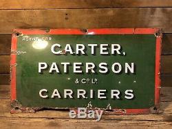 Vintage Antique Carter Paterson Porcelaine Signe De Pompe À Gaz Station Service Truck