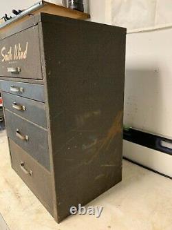 Vintage Antique South Wind Heater Metal Parts Cabinet Tray Box With Service Parts