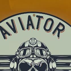 Vintage Aviator Air Ace Quand Voler Porcelaine Émail Station De Service D'essence Pompe