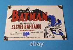 Vintage Batman Radio Porcelaine Comic Book Station De Service De Gaz Plaque De Pompe