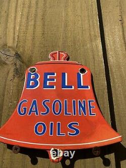 Vintage Bell Essence Porcelaine Signe Station Essence Service Oil Ancien Garage Plaque