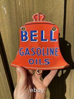Vintage Bell Essence Porcelaine Signe Station Essence Service Oil Ancien Garage Plaque