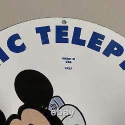 Vintage Bell System Porcelaine Enseigne Essole Station De Service Téléphonique Plaque De Pompe