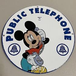 Vintage Bell System Porcelaine Enseigne Essole Station De Service Téléphonique Plaque De Pompe