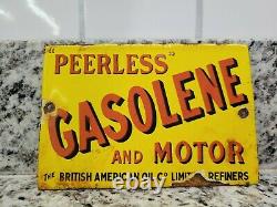 Vintage British American Oil Porcelaine Sign Gasolene Uk Gas Station Oil Service