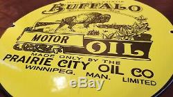 Vintage Buffalo Essence Porcelaine Station Service Huile Moteur De La Pompe Plaque Signe