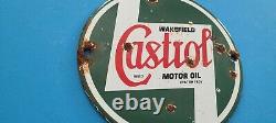 Vintage Castrol Motor Oil Porcelaine 6 Station De Service De Gaz Auto Plaque De Pompe