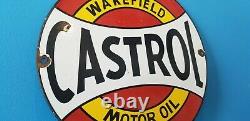 Vintage Castrol Motor Oil Porcelaine Wakefield Station De Service Automatique De Gaz Panneau De Pompe