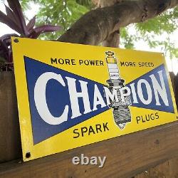 Vintage Champion Spark Plugs Porcelaine Métal Signe USA Oil Gas Service Station