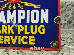 Vintage Champion Spark Plugs Porcelaine Sign Car Auto Gas Station Oil Service