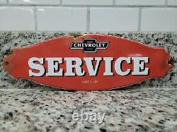 Vintage Chevrolet Porcelaine Enseigne Station À Essence Porte Plaque De Service D'huile Garage Voiture