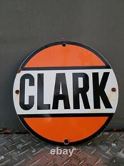 Vintage Clark Gas Station Porcelaine Signe Huile Luboster Service Garage Plaque De Pompe