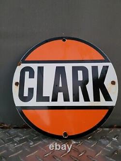 Vintage Clark Gas Station Porcelaine Signe Huile Luboster Service Garage Plaque De Pompe