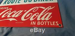 Vintage Coca Cola Porcelaine Route 66 Sign Service Station Beverage Gaz