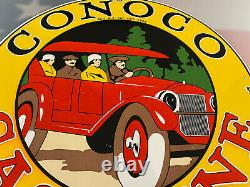 Vintage Conoco Essence Porcelaine Signe Station D’essence Pump Plate Motor Oil Service