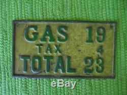 Vintage + De 1920 Gas 1930 Pump Plate Taxe Signe Station Service De Gaz Étiquette De Prix