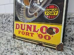 Vintage Dunlop Fort 90 Porcelaine Sign Service De Vente De Pneus Garage Station D'essence