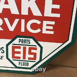 Vintage Eis Stop Here For Brake Service Réparation De Voiture Garage Station D'essence Plaque Métallique