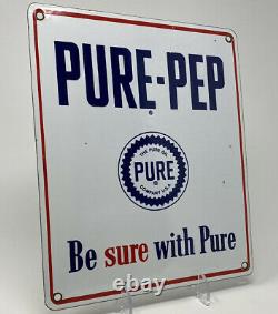 Vintage Essence Pure-pep Essence Porcelaine Signe Station Essence Pompe Plate Service Moto Oil