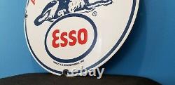 Vintage Esso Essence Porcelaine Gaz Chien De Service Station De Pompage Connexion Plaque
