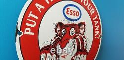 Vintage Esso Essence Porcelaine Gaz Essence Huile Service Station Station Pompe Signe