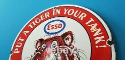 Vintage Esso Essence Porcelaine Gaz Essence Huile Service Station Station Pompe Signe