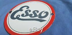 Vintage Esso Essence Porcelaine Gaz Huile Moteur 6 Service Station De Pompage Plate Sign