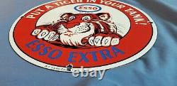 Vintage Esso Essence Porcelaine Station Service Huile Moteur De La Pompe Plaque Signe