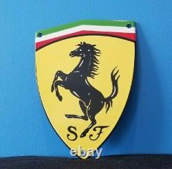 Vintage Ferrari Porcelaine Gaz Automobile Badge Shield Service Station Panneau De Porte