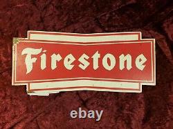Vintage Firestone Bowtie Pneus Affichage Holder Signes Stations-service Huile Gaz Stand