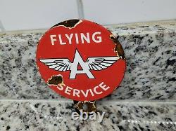 Vintage Flying A Porcelaine Enseigne Topper 5 Station De Remplissage De Gaz Service D'huile