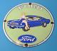 Vintage Ford Motor Co Porcelaine Gaz Automobile Station De Service Pompe Mustang Signe