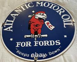 Vintage Ford Motors Porcelaine Sign Station À Essence Service De Pompe Fournisseur D'huile D'atlantique