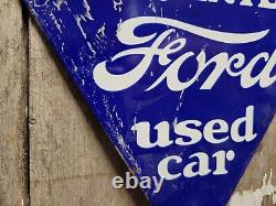 Vintage Ford Porcelaine Signe D'occasion Concessionnaire De Camion Triangle Service De Station D'essence