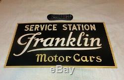 Vintage Franklin Service Station Motor Cars 26 Porcelaine Métal Gas & Oil Sign