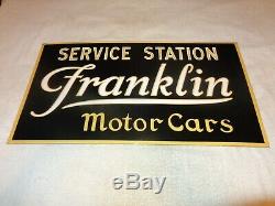 Vintage Franklin Service Station Motor Cars 26 Porcelaine Métal Gas & Oil Sign