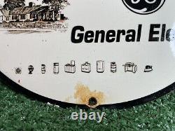 Vintage General Electric Porcelaine Sign Ge Station Essence Oil Service