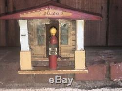 Vintage Gibbs Service Station Toy Gas USA Tin Litho & Bois De Nice! Rare