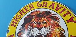 Vintage Gilmore Porcelaine Lion Gravity Monarch Station De Service D'essence Pompe